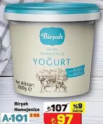 BİRŞAH HOMOJENİZE YOĞURT 3 KG